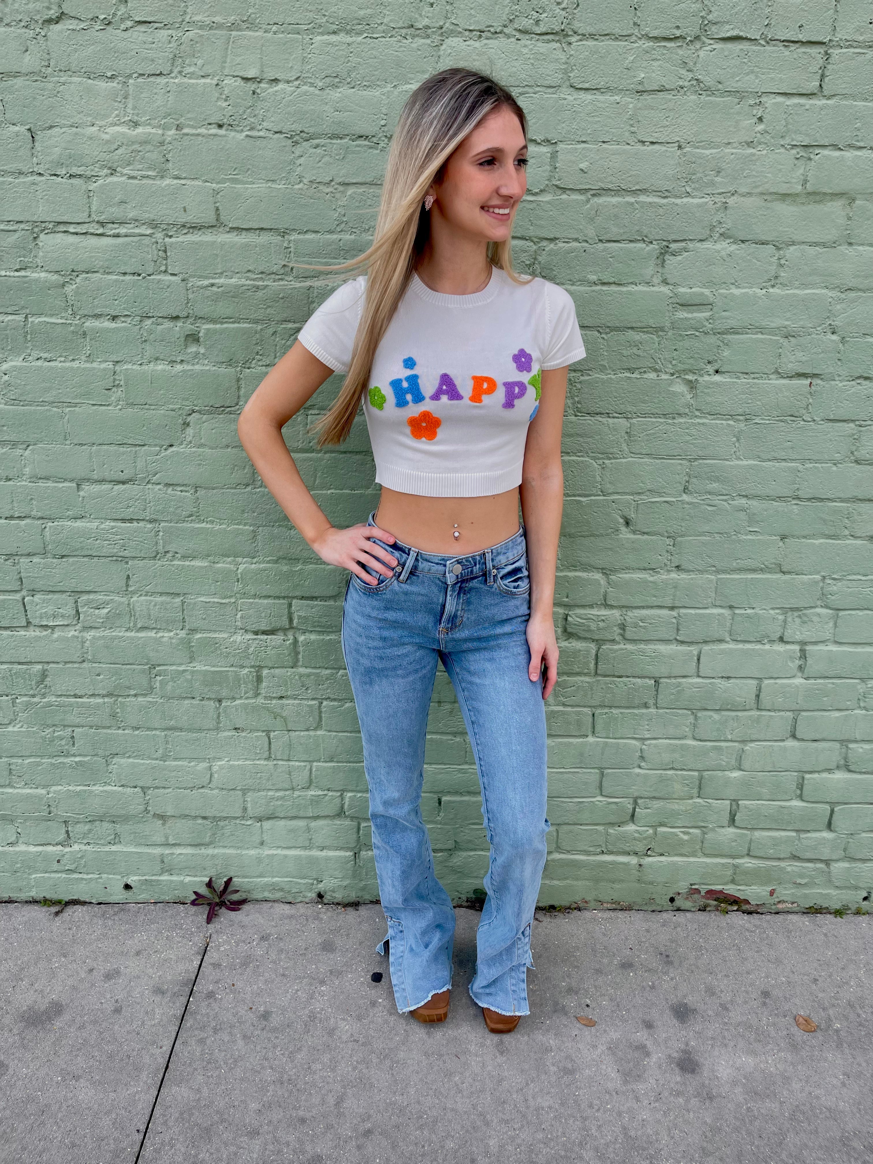 White Knit Crop Top
